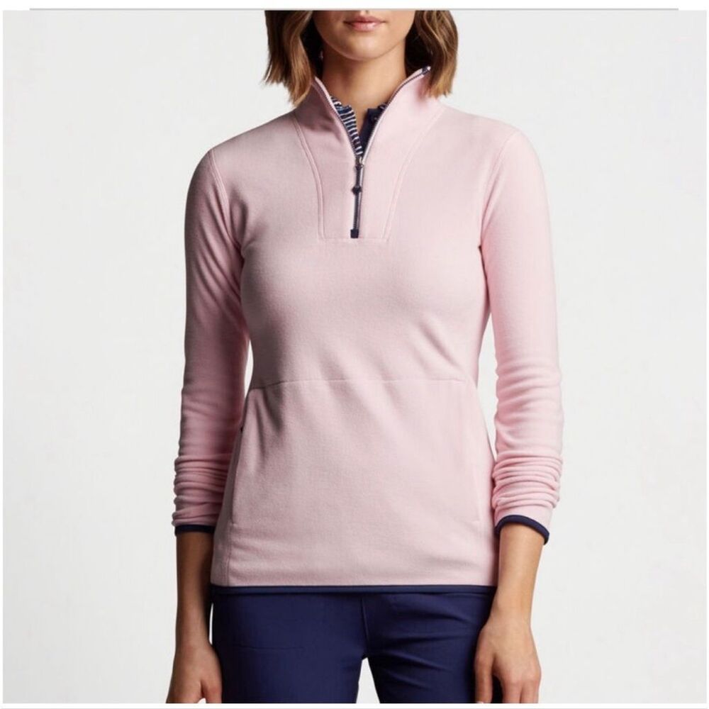 Peter Millar Women's Garland Microfleece Quarter-Zip Palmer Pink sweater size S